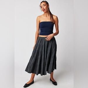 Free People Women’s In Full Swing Midi Cotton Skirt Vintage Gray Size XS